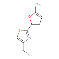 Chemical structure of 4-(chloromethyl)-2-(5-methylfuran-2-yl)-1,3-thiazole - CSSB00000739196