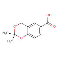 Chemical structure of 2,2-dimethyl-2,4-dihydro-1,3-benzodioxine-6-carboxylic acid - CSSB02495365538