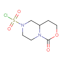 Chemical structure of 6-oxo-octahydropyrazino[1,2-c][1,3]oxazine-2-sulfonyl chloride - CSSB14987122446