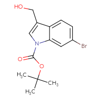 Chemical structure of tert-butyl 6-bromo-3-(hydroxymethyl)-1H-indole-1-carboxylate - CSSB00010203424