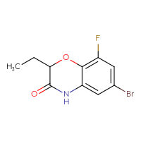 Chemical structure of 6-bromo-2-ethyl-8-fluoro-3,4-dihydro-2H-1,4-benzoxazin-3-one - CSSB00010109408