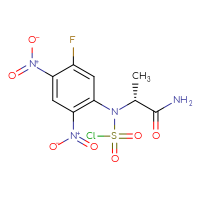 Chemical structure of (2R)-2-[(chlorosulfonyl)(5-fluoro-2,4-dinitrophenyl)amino]propanamide - CSSB21224765769