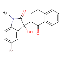 Chemical structure of 5-bromo-3-hydroxy-1-methyl-3-(1-oxo-1,2,3,4-tetrahydronaphthalen-2-yl)-2,3-dihydro-1H-indol-2-one - CSSB00121604254