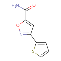 Chemical structure of 3-(thiophen-2-yl)-1,2-oxazole-5-carboxamide - CSSB00010273389