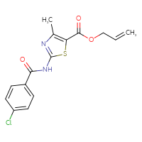 Chemical structure of prop-2-en-1-yl 2-(4-chlorobenzamido)-4-methyl-1,3-thiazole-5-carboxylate - CSSB00026734537