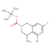 Chemical structure of tert-butyl 5-bromo-7-fluoro-4-methyl-1,2,3,4-tetrahydroisoquinoline-2-carboxylate - CSSB14824478663