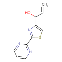 Chemical structure of 1-[2-(pyrimidin-2-yl)-1,3-thiazol-4-yl]prop-2-en-1-ol - CSSB21246426479