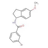 Chemical structure of 3-bromo-N-[(1R)-5-methoxy-2,3-dihydro-1H-inden-1-yl]benzamide - CSSB07595943442