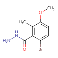 Chemical structure of 6-bromo-3-methoxy-2-methylbenzohydrazide - CSSB00010769407