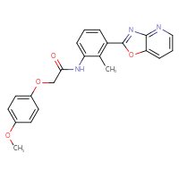 Chemical structure of 2-(4-methoxyphenoxy)-N-(2-methyl-3-{[1,3]oxazolo[4,5-b]pyridin-2-yl}phenyl)acetamide - CSSB00121621235