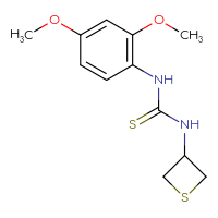 Chemical structure of 1-(2,4-dimethoxyphenyl)-3-(thietan-3-yl)thiourea - CSSB21432510472