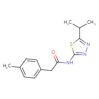 Chemical structure of 2-(4-methylphenyl)-N-[5-(propan-2-yl)-1,3,4-thiadiazol-2-yl]acetamide - CSSB00028125128