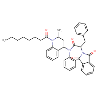 Chemical structure of 2-(1,3-dioxo-2,3-dihydro-1H-isoindol-2-yl)-N-(2-methyl-1-octanoyl-1,2,3,4-tetrahydroquinolin-4-yl)-N,3-diphenylpropanamide - CSSB00121679683