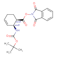 Chemical structure of rac-1,3-dioxo-2,3-dihydro-1H-isoindol-2-yl (1R,2S)-2-{[(tert-butoxy)carbonyl]amino}cyclohex-3-ene-1-carboxylate - CSSB20620684677