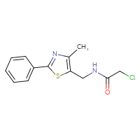 Chemical structure of 2-chloro-N-[(4-methyl-2-phenyl-1,3-thiazol-5-yl)methyl]acetamide - CSSB00760685511
