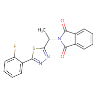 Chemical structure of 2-{1-[5-(2-fluorophenyl)-1,3,4-thiadiazol-2-yl]ethyl}-2,3-dihydro-1H-isoindole-1,3-dione - CSSB00000703741