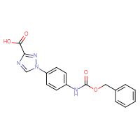 Chemical structure of 1-(4-{[(benzyloxy)carbonyl]amino}phenyl)-1H-1,2,4-triazole-3-carboxylic acid - CSSB02134451408