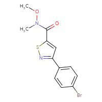 Chemical structure of 3-(4-bromophenyl)-N-methoxy-N-methyl-1,2-thiazole-5-carboxamide - CSSB02008051317