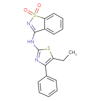 Chemical structure of 3-[(5-ethyl-4-phenyl-1,3-thiazol-2-yl)amino]-1λ⁶,2-benzothiazole-1,1-dione - CSSB00121626297