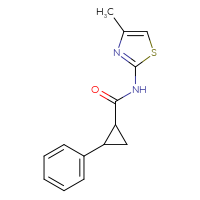 Chemical structure of N-(4-methyl-1,3-thiazol-2-yl)-2-phenylcyclopropane-1-carboxamide - CSSB00027070513