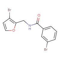 Chemical structure of 3-bromo-N-[(3-bromofuran-2-yl)methyl]benzamide - CSSB14984312812