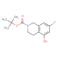 Chemical structure of tert-butyl 7-fluoro-5-hydroxy-1,2,3,4-tetrahydroisoquinoline-2-carboxylate - CSSB14948340201