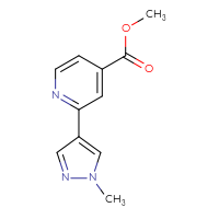 Chemical structure of methyl 2-(1-methyl-1H-pyrazol-4-yl)pyridine-4-carboxylate - CSSB06591884209