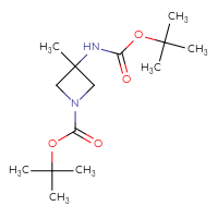 Chemical structure of tert-butyl 3-{[(tert-butoxy)carbonyl]amino}-3-methylazetidine-1-carboxylate - CSSB00113659464