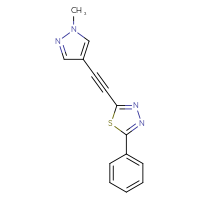 Chemical structure of 2-[2-(1-methyl-1H-pyrazol-4-yl)ethynyl]-5-phenyl-1,3,4-thiadiazole - CSSB21531616452