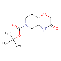Chemical structure of tert-butyl (4aR,8aS)-3-oxo-octahydro-2H-pyrido[4,3-b][1,4]oxazine-6-carboxylate - CSSB01916198827