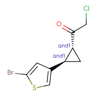 Chemical structure of rac-1-[(1R,2R)-2-(5-bromothiophen-3-yl)cyclopropyl]-2-chloroethan-1-one - CSSB02495572925