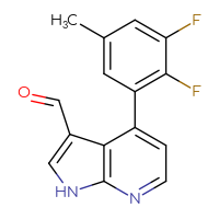 Chemical structure of 4-(2,3-difluoro-5-methylphenyl)-1H-pyrrolo[2,3-b]pyridine-3-carbaldehyde - CSSB12106356237