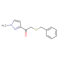 Chemical structure of 2-(benzylsulfanyl)-1-(1-methyl-1H-pyrazol-3-yl)ethan-1-one - CSSB06604680917