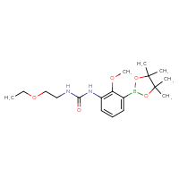 Chemical structure of 3-(2-ethoxyethyl)-1-[2-methoxy-3-(4,4,5,5-tetramethyl-1,3,2-dioxaborolan-2-yl)phenyl]urea - CSSB20636680599