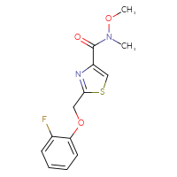 Chemical structure of 2-[(2-fluorophenoxy)methyl]-N-methoxy-N-methyl-1,3-thiazole-4-carboxamide - CSSB08636522027