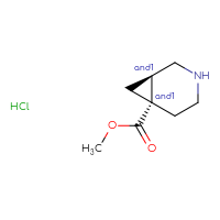 Chemical structure of rac-methyl (1R,6S)-3-azabicyclo[4.1.0]heptane-6-carboxylate hydrochloride - CSSB21474900721
