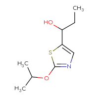 Chemical structure of 1-[2-(propan-2-yloxy)-1,3-thiazol-5-yl]propan-1-ol - CSSB20824004513