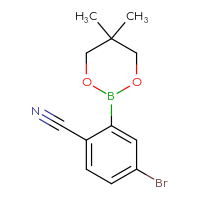 Chemical structure of 4-bromo-2-(5,5-dimethyl-1,3,2-dioxaborinan-2-yl)benzonitrile - CSSB00010236462