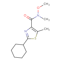 Chemical structure of 2-cyclohexyl-N-methoxy-N,5-dimethyl-1,3-thiazole-4-carboxamide - CSSB21151591201