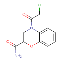 Chemical structure of 4-(2-chloroacetyl)-3,4-dihydro-2H-1,4-benzoxazine-2-carboxamide - CSSB00000283152