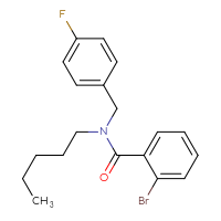 Chemical structure of 2-bromo-N-[(4-fluorophenyl)methyl]-N-pentylbenzamide - CSSB13907736928