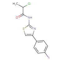 Chemical structure of 2-chloro-N-[4-(4-iodophenyl)-1,3-thiazol-2-yl]propanamide - CSSB21531616194
