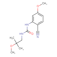 Chemical structure of 1-(2-cyano-5-methoxyphenyl)-3-(2-methoxy-2-methylpropyl)urea - CSSB15151576070