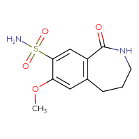 Chemical structure of 7-methoxy-1-oxo-2,3,4,5-tetrahydro-1H-2-benzazepine-8-sulfonamide - CSSB00078125176