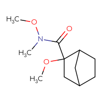 Chemical structure of N,2-dimethoxy-N-methylbicyclo[2.2.1]heptane-2-carboxamide - CSSB03553393691