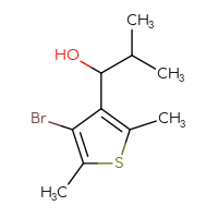 Chemical structure of 1-(4-bromo-2,5-dimethylthiophen-3-yl)-2-methylpropan-1-ol - CSSB00116793449