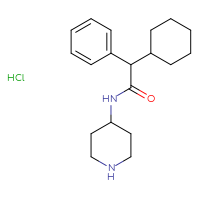 Chemical structure of 2-cyclohexyl-2-phenyl-N-(piperidin-4-yl)acetamide hydrochloride - CSSB07254836575