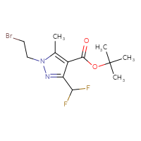 Chemical structure of tert-butyl 1-(2-bromoethyl)-3-(difluoromethyl)-5-methyl-1H-pyrazole-4-carboxylate - CSSB21246289700