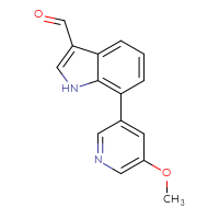 Chemical structure of 7-(5-methoxypyridin-3-yl)-1H-indole-3-carbaldehyde - CSSB06588700303