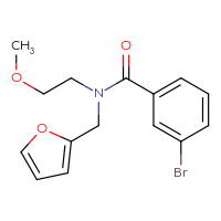 Chemical structure of 3-bromo-N-[(furan-2-yl)methyl]-N-(2-methoxyethyl)benzamide - CSSB00105280228